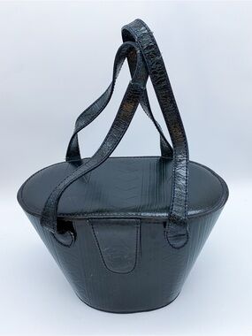 RARE: Fendi Textured Leather Bucket Tote in Dark Olive